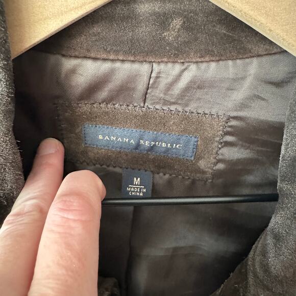 Vintage Y2K Banana Republic Men's Chocolate Brown Suede Jacket Size M - Picture 5 of 7